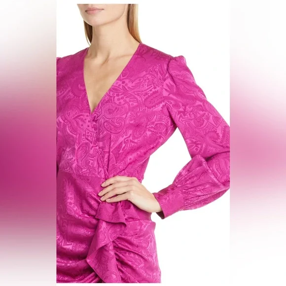 NWT $698 Veronica Beard Weiss Side Ruffle Long Sleeve Silk Blend Maxi Dress - Picture 5 of 11